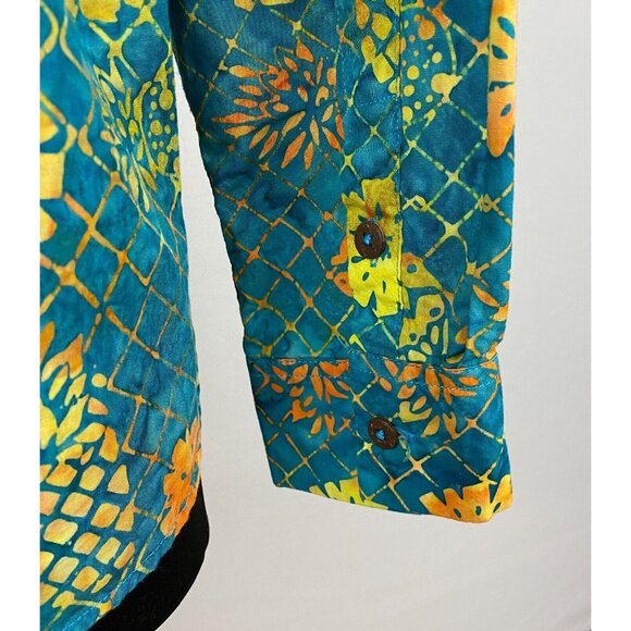 Pete Huntington Shirt Womens Button Down Unique Tribal Pineapple Print Travel M - Picture 5 of 9